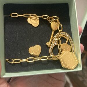 Gold Heart Charm Necklace and earrings